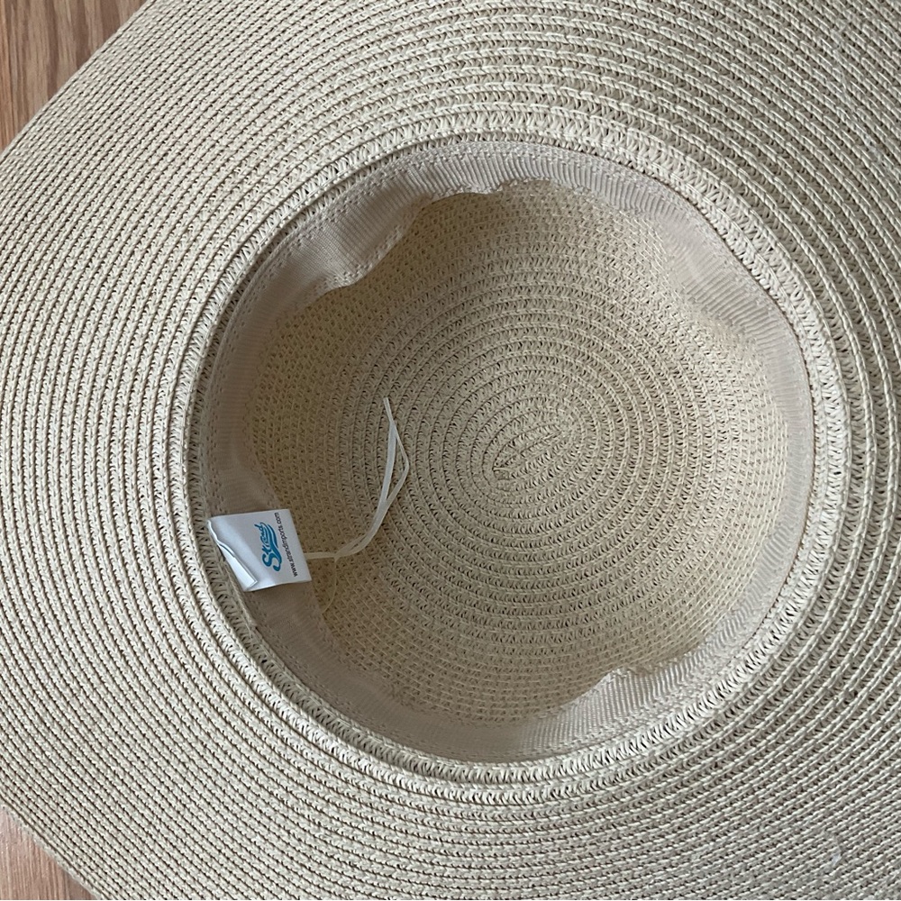 NWOT ‘Beach Life’ Wide Brim Straw Hat, Adjustable - Picture 5 of 6